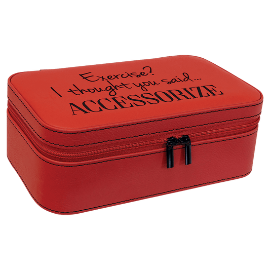 Red Engravable Leatherette Jewelry Box - 7 1/2" X 4 1/2"