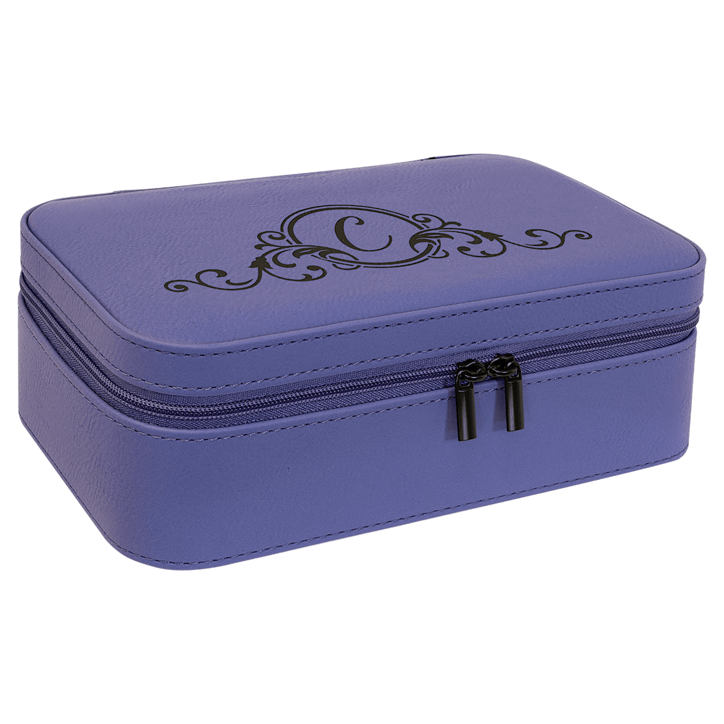 Purple Engravable Leatherette Jewelry Box - 7 1/2" X 4 1/2"