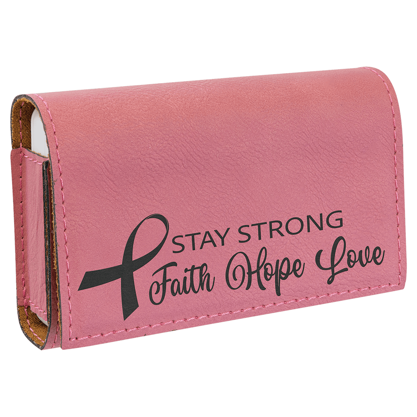 Pink Engravable Leatherette Pill Box - 4 3/4" x 3 1/8"