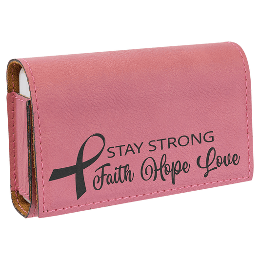 Pink Engravable Leatherette Pill Box - 4 3/4" x 3 1/8"