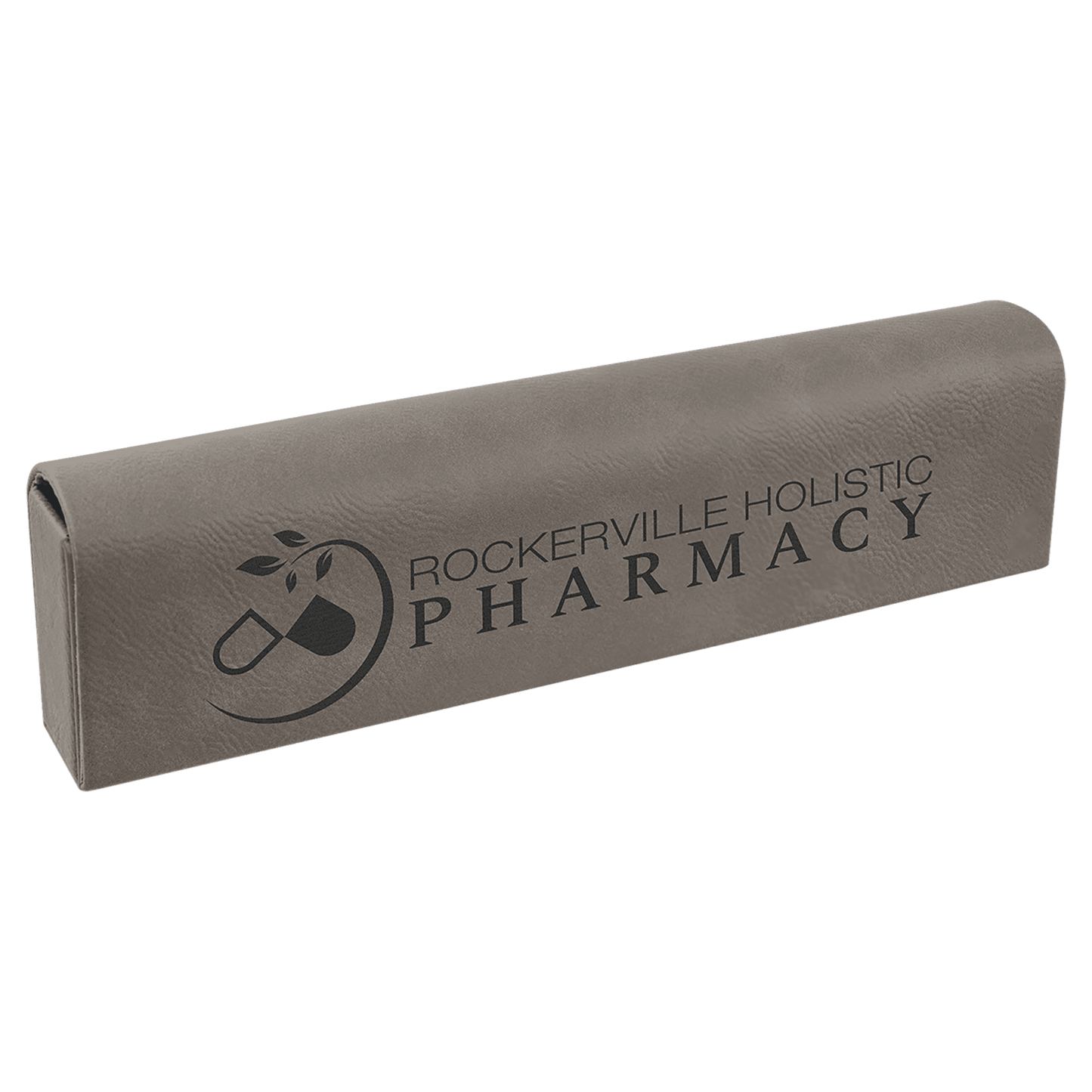 Gray Engravable Leatherette Pill Box - 9 3/4" x 2 1/2"