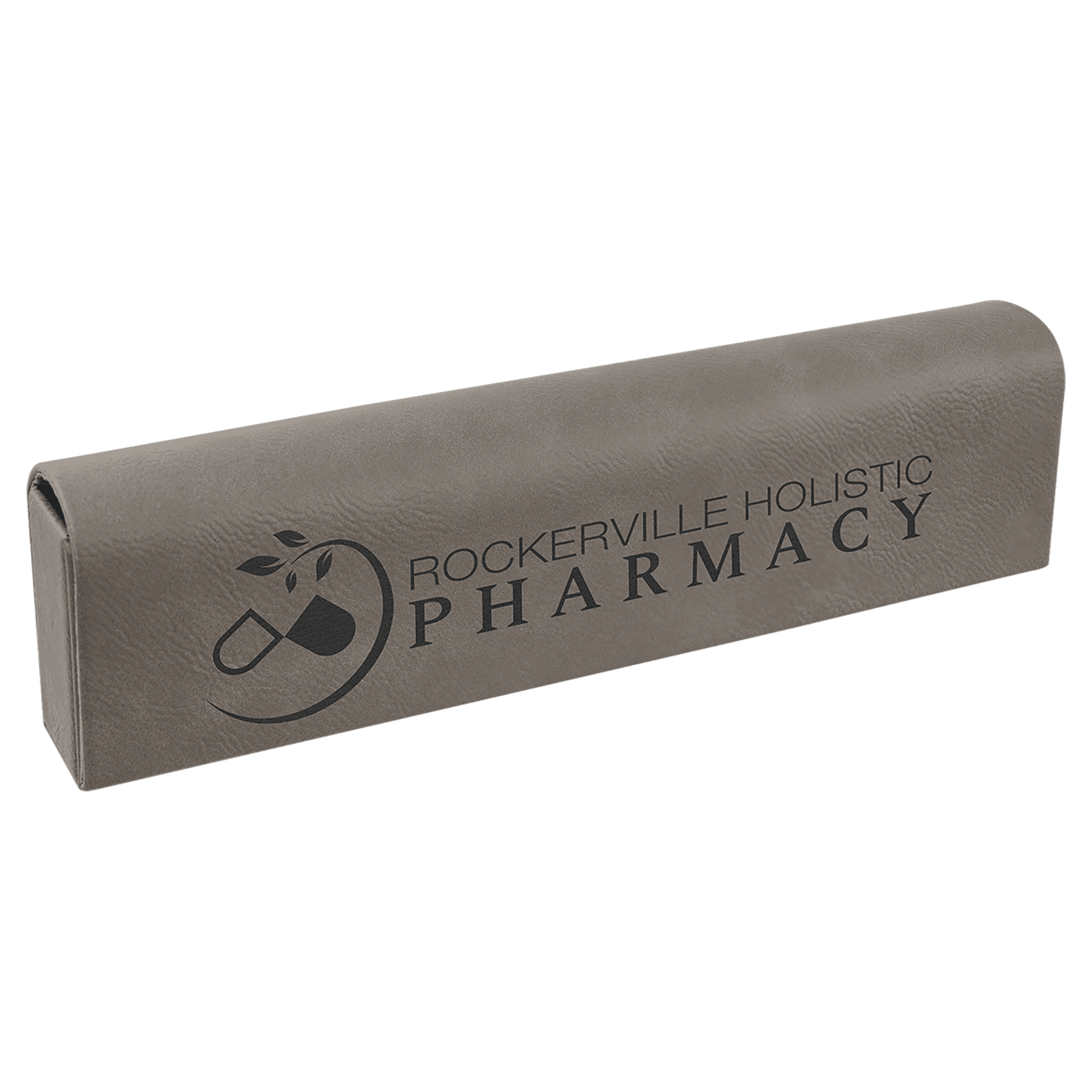 Gray Engravable Leatherette Pill Box - 9 3/4" x 2 1/2"