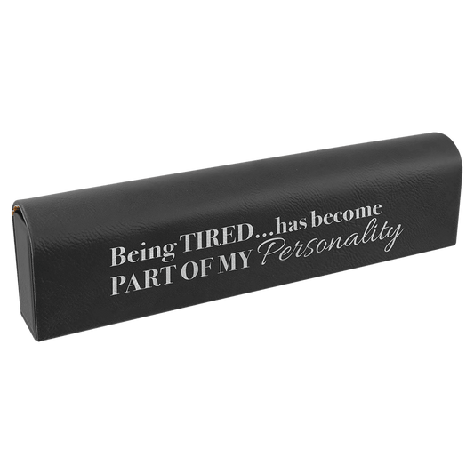 Black/Silver Engravable Leatherette Pill Box - 9 3/4" x 2 1/2"