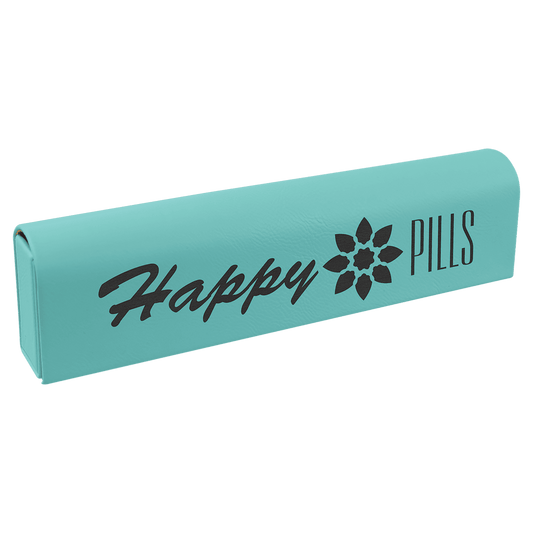 Teal Engravable Leatherette Pill Box - 9 3/4" x 2 1/2"
