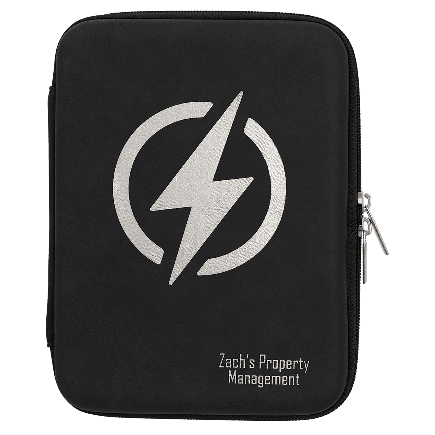 Black/Silver Leatherette Cord Case - 8 1/2" x 6" x 1 3/4"