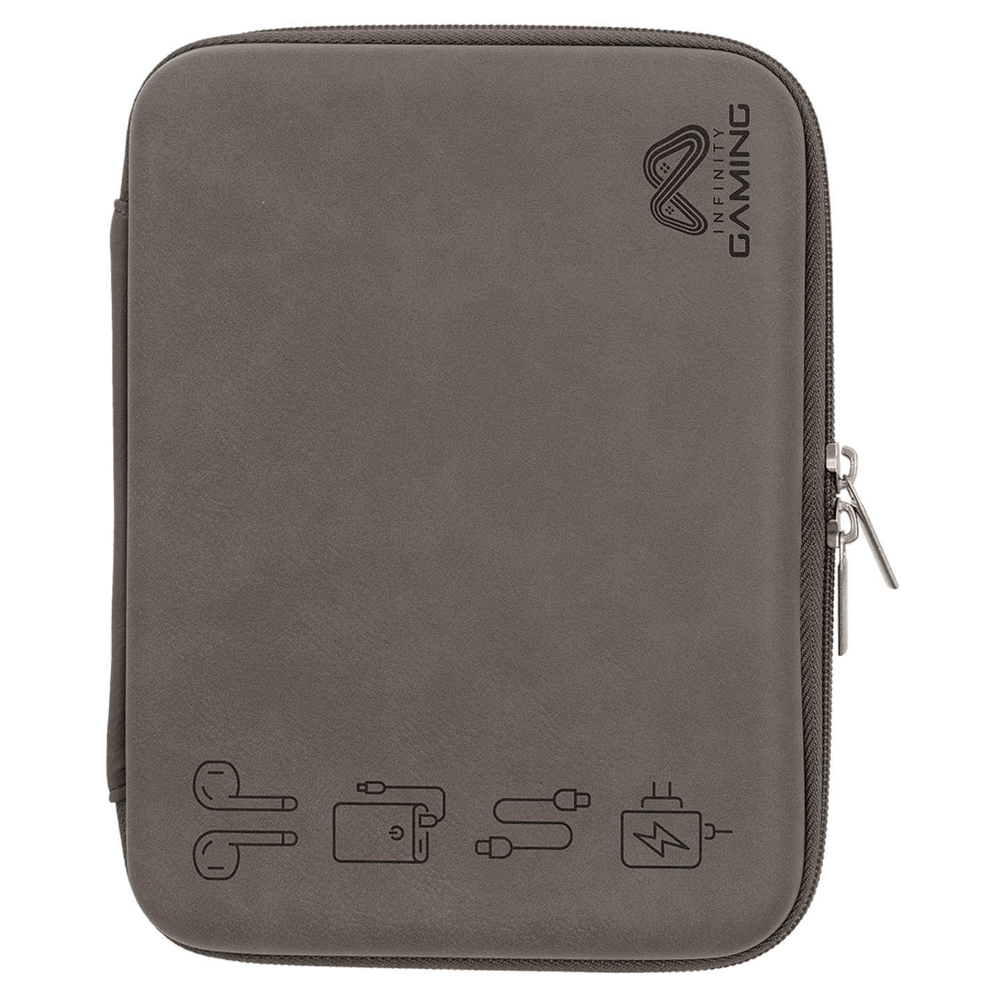 Gray Leatherette Cord Case - 8 1/2" x 6" x 1 3/4"