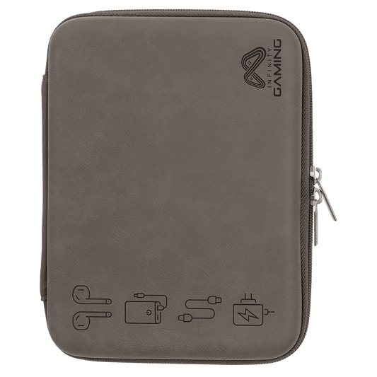 8 1/2" x 6" x 1 3/4" Gray Leatherette Cord Case