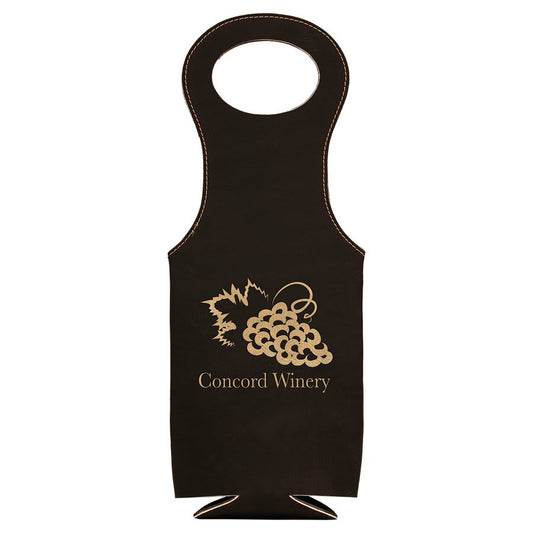 Black/Gold Engravable Leatherette Wine Bag