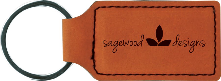 Rawhide Engravable Leatherette Rectangle Keychain - 2 3/4" x 1 1/4"