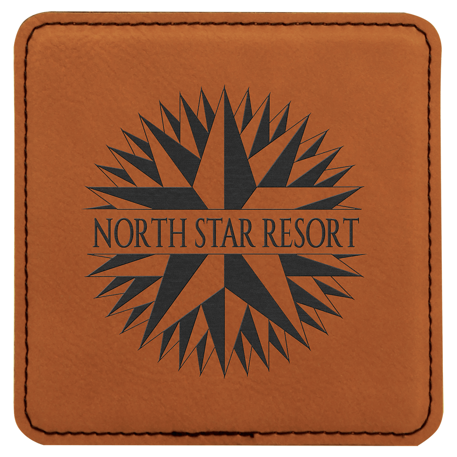 Square Rawhide Engravable Leatherette Coaster - 4" x 4"