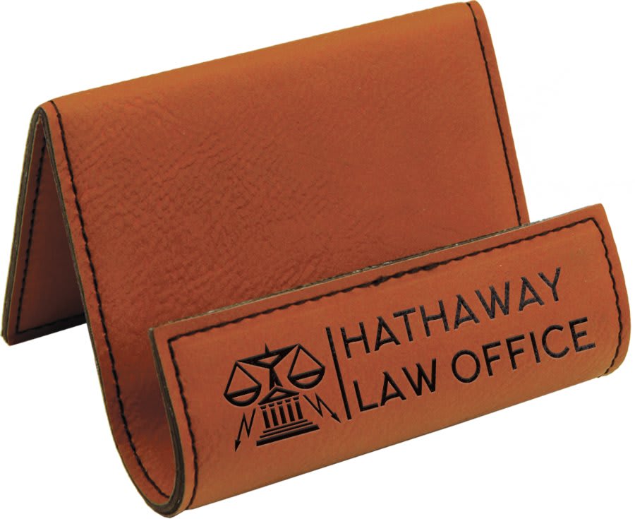 Rawhide Engravable Leatherette Holder Easel - 3 1/2" x 2 1/2"