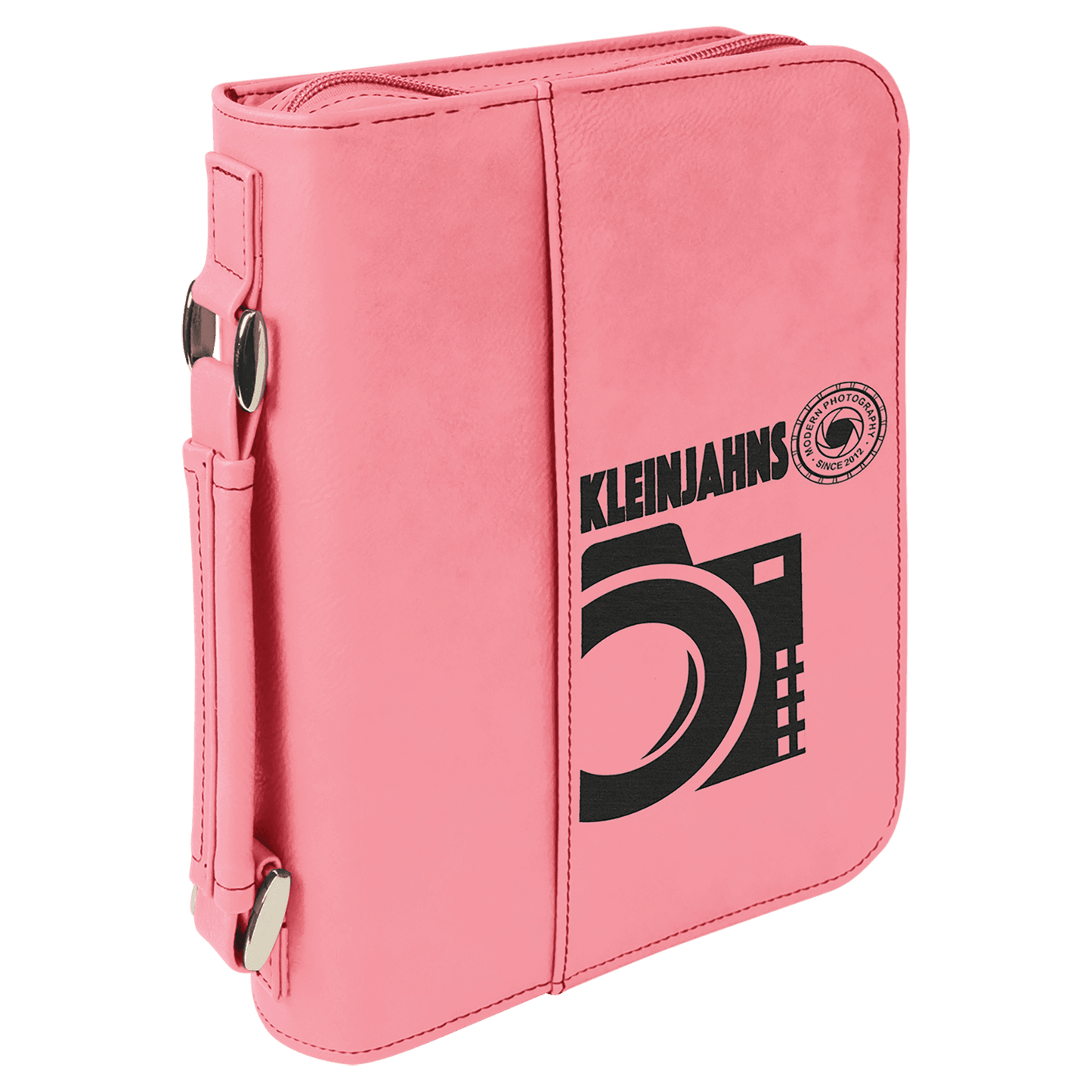 Pink Leatherette Book/Bible Cover with Handle & Zipper - 6 3/4" x 9 1/4"