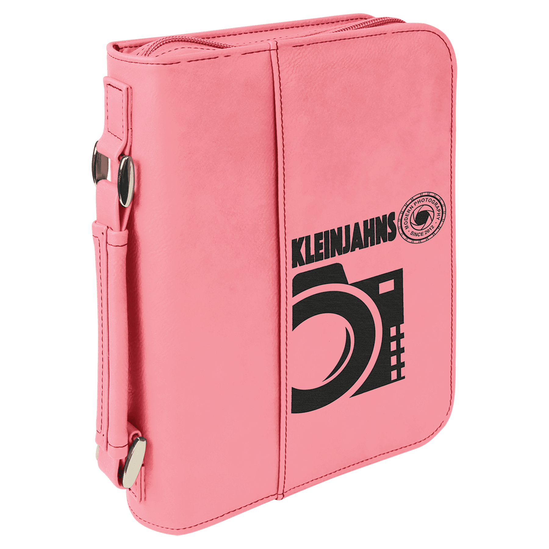 Pink Leatherette Book/Bible Cover with Handle & Zipper - 6 3/4" x 9 1/4"
