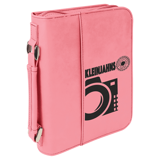 Pink Leatherette Book/Bible Cover with Handle & Zipper - 6 3/4" x 9 1/4"