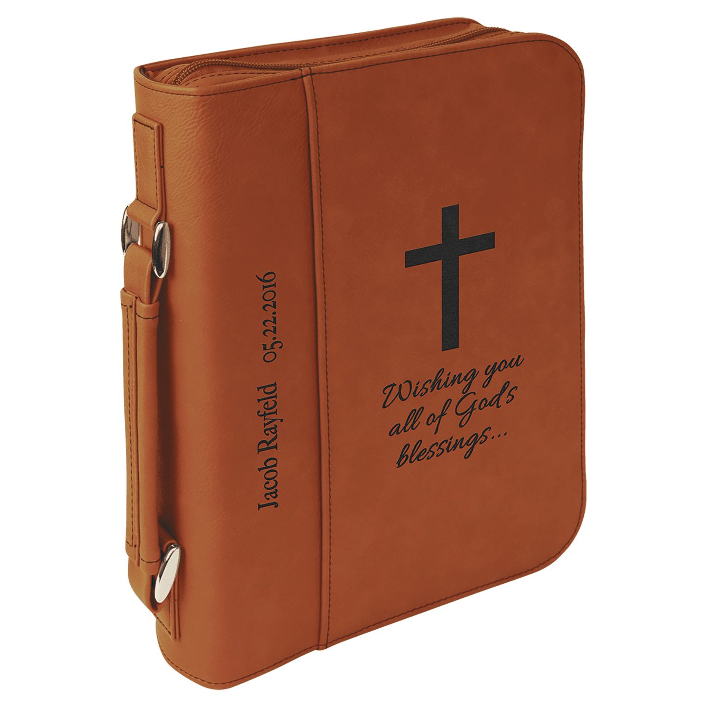 Rawhide Leatherette Book/Bible Cover with Handle & Zipper - 7 1/2" x 10 3/4"