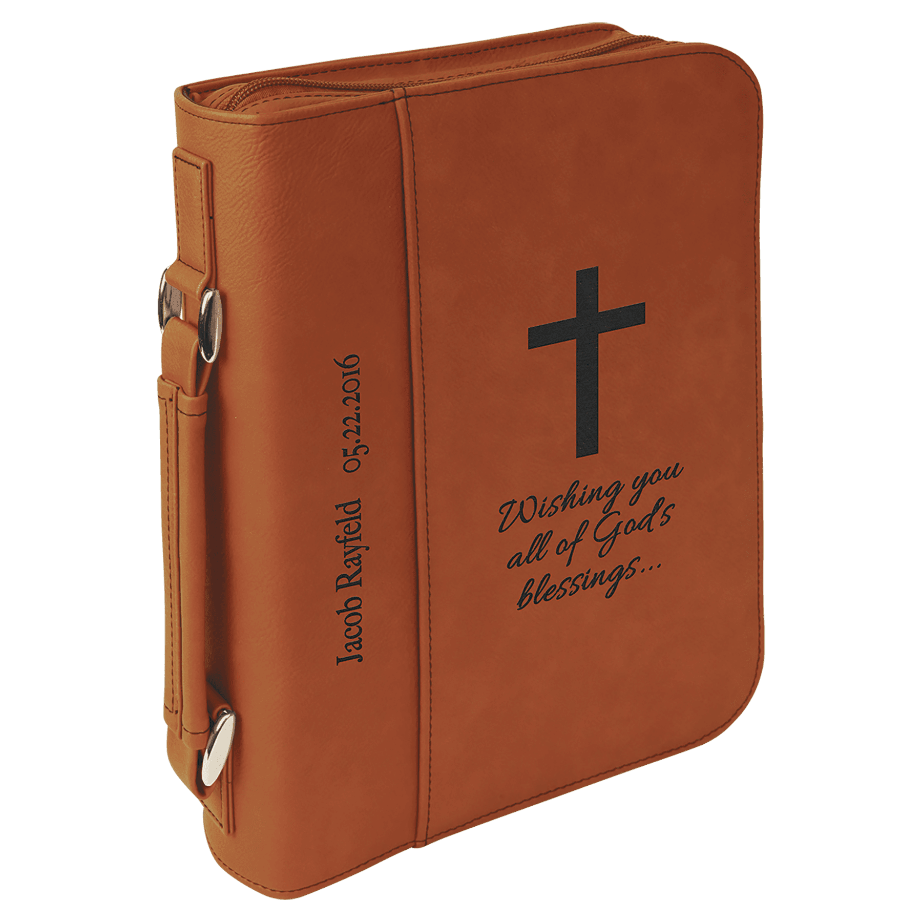 Rawhide Leatherette Book/Bible Cover with Handle & Zipper - 7 1/2" x 10 3/4"