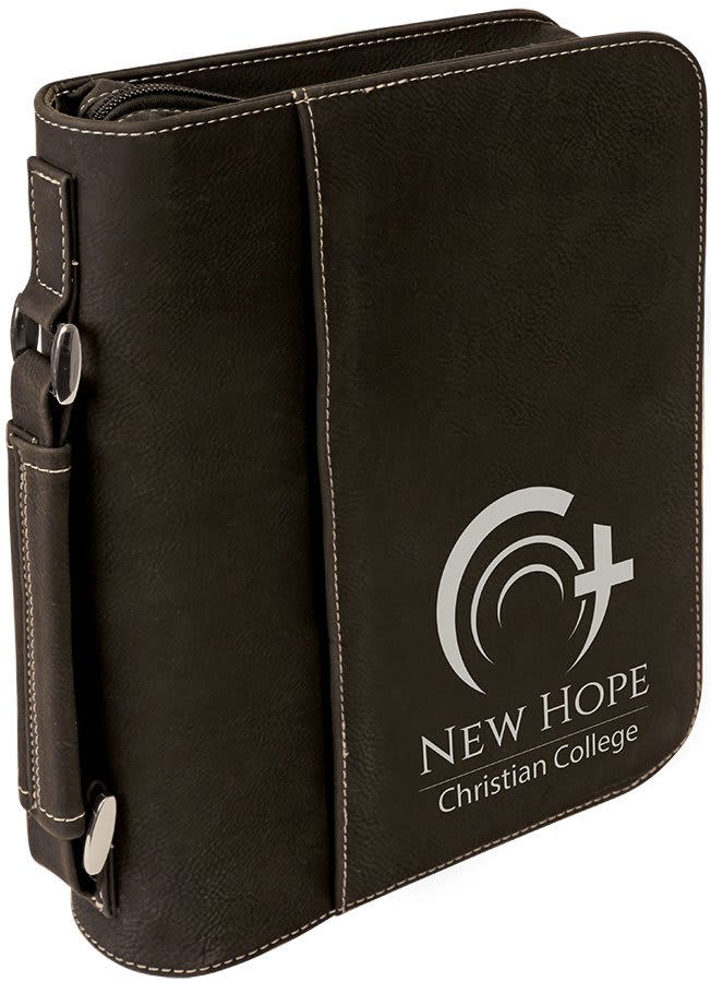 Black/Silver Leatherette Book/Bible Cover with Handle & Zipper - 7 1/2" x 10 3/4"