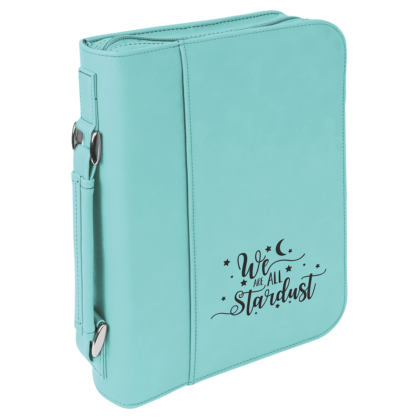 Teal Leatherette Book/Bible Cover with Handle & Zipper - 7 1/2" x 10 3/4"