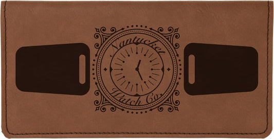 Dark Brown Engravable Leatherette Checkbook Cover - 6 3/4" x 3 1/2"