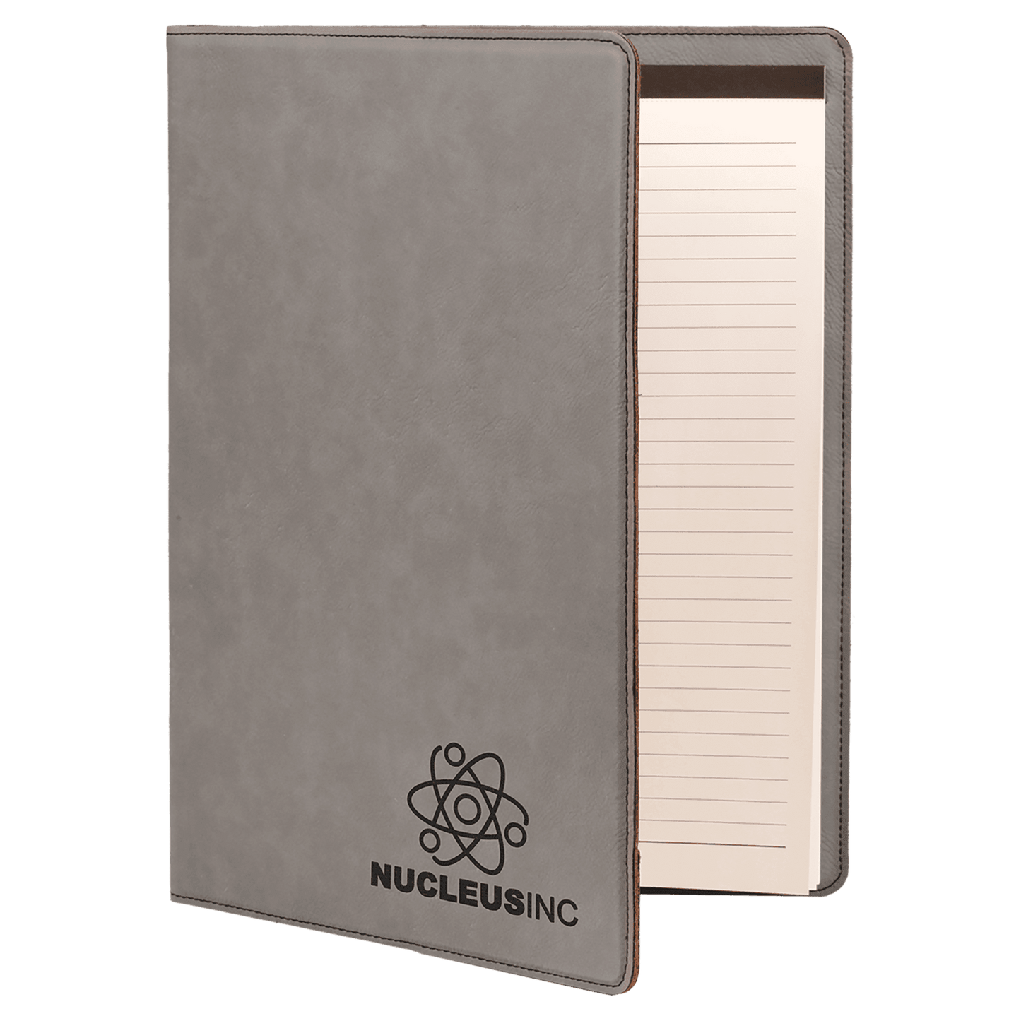 Gray Engravable Leatherette Portfolio with Notepad - 9 1/2" x 12"