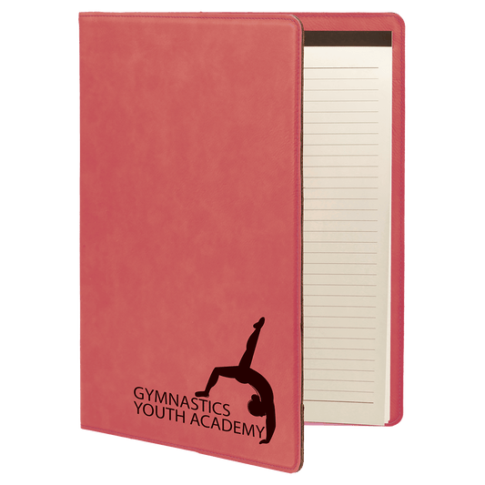 Pink Engravable Leatherette Portfolio with Notepad - 9 1/2" x 12"
