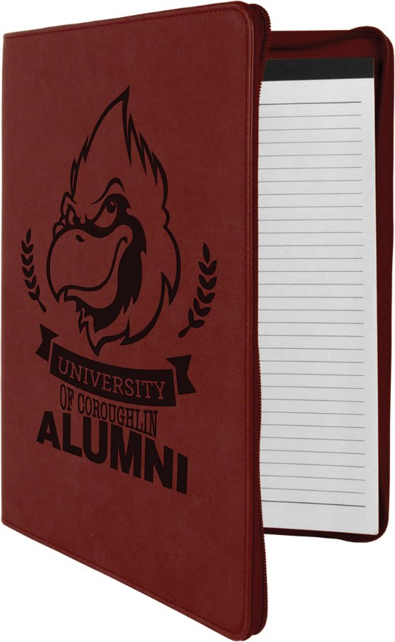 Rose with Zipper Engravable Leatherette Portfolio with Notepad - 9 1/2" x 12"