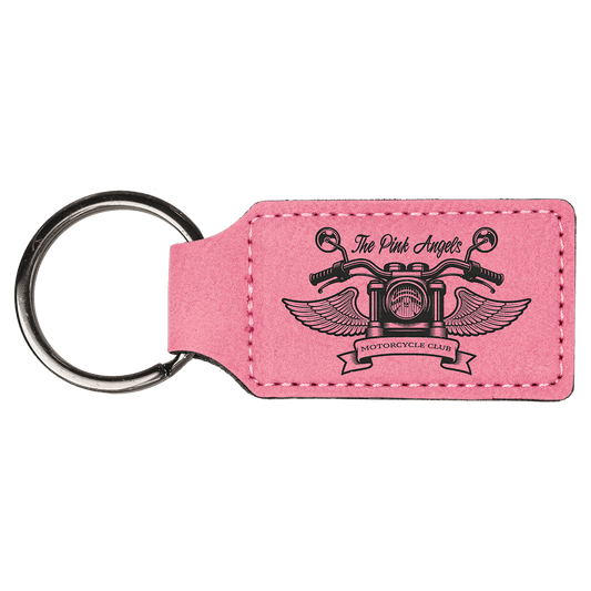 2 3/4" x 1 1/4" Pink Laserable Leatherette Rectangle Keychain