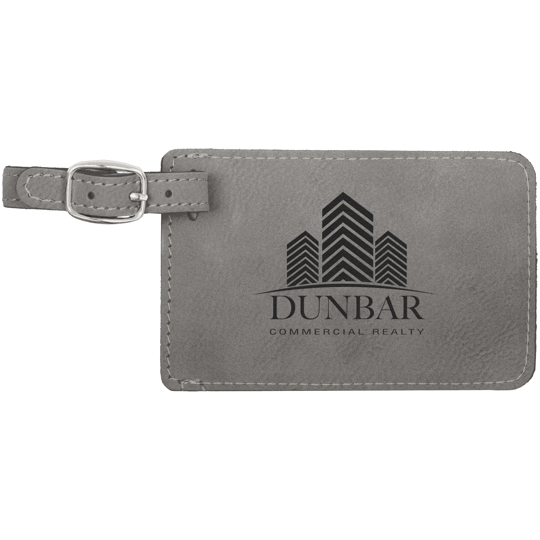 4 1/4" x 2 3/4" Gray Laserable Leatherette Luggage Tag