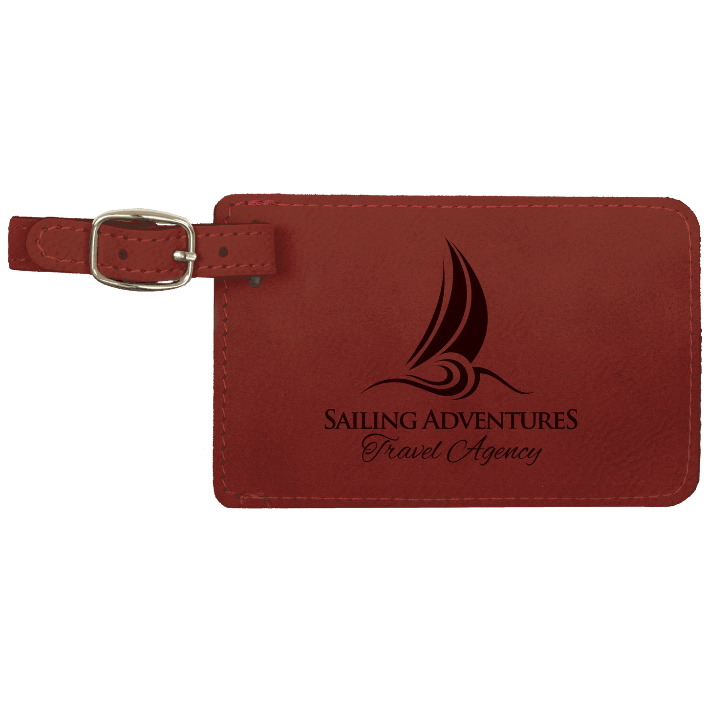 Rose Engravable Leatherette Luggage Tag - 4 1/4" x 2 3/4"