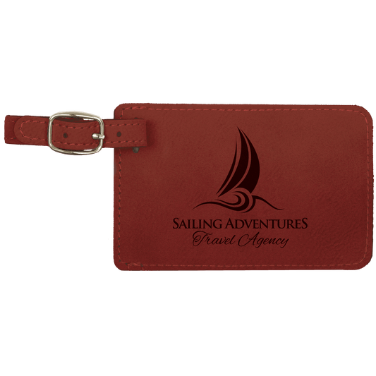 Rose Engravable Leatherette Luggage Tag - 4 1/4" x 2 3/4"