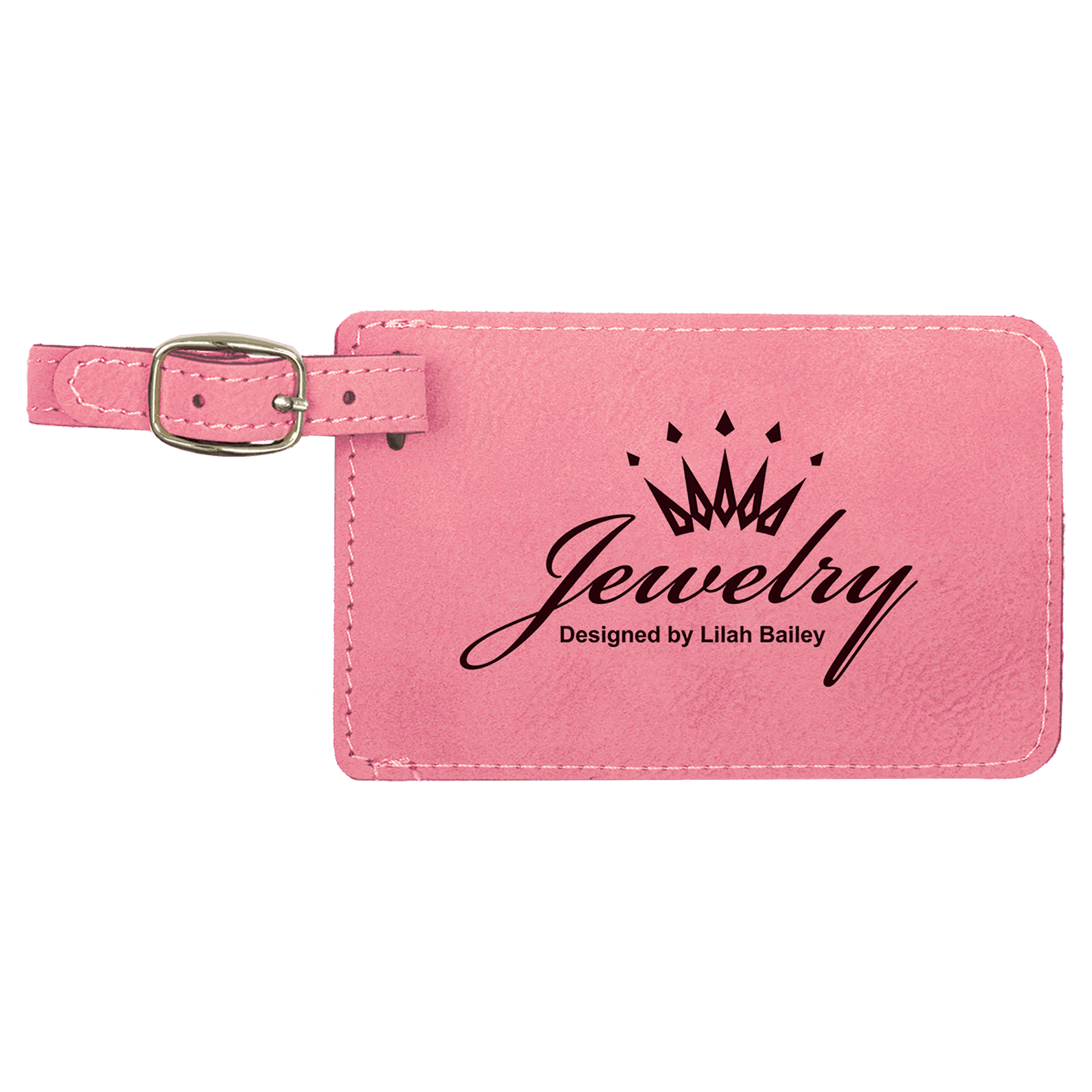 Pink Engravable Leatherette Luggage Tag - 4 1/4" x 2 3/4"