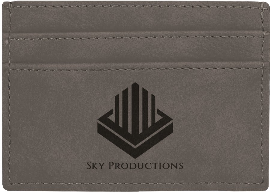 Gray Engravable Leatherette Wallet Clip - 4" x 2 3/4"