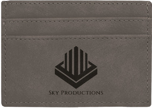 4" x 2 3/4" Gray Laserable Leatherette Wallet Clip