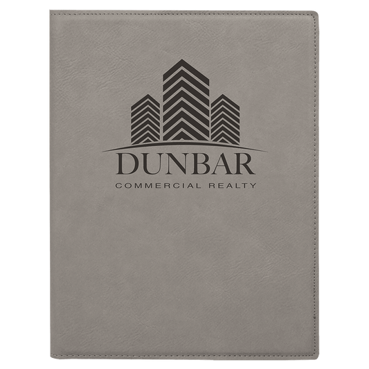 Gray Engravable Leatherette Small Portfolio with Notepad - 7" x 9"