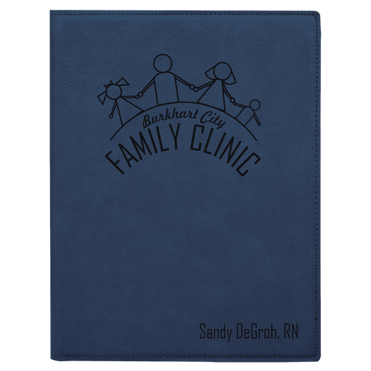 Blue/Black Engravable Leatherette Small Portfolio with Notepad - 7" x 9"