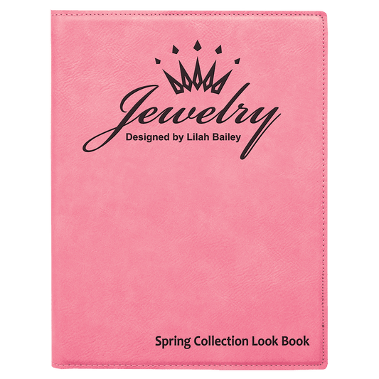 7" x 9" Pink Laserable Leatherette Small Portfolio with Notepad