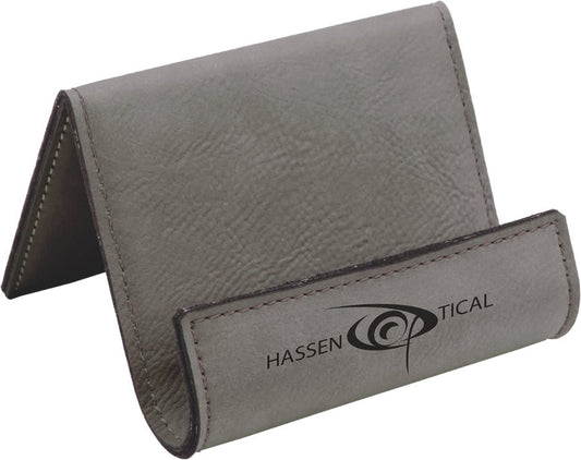 Gray Engravable Leatherette Holder Easel - 3 1/2" x 2 1/2"