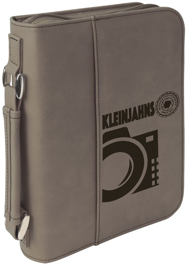 Gray Leatherette Book/Bible Cover with Handle & Zipper - 6 3/4" x 9 1/4"