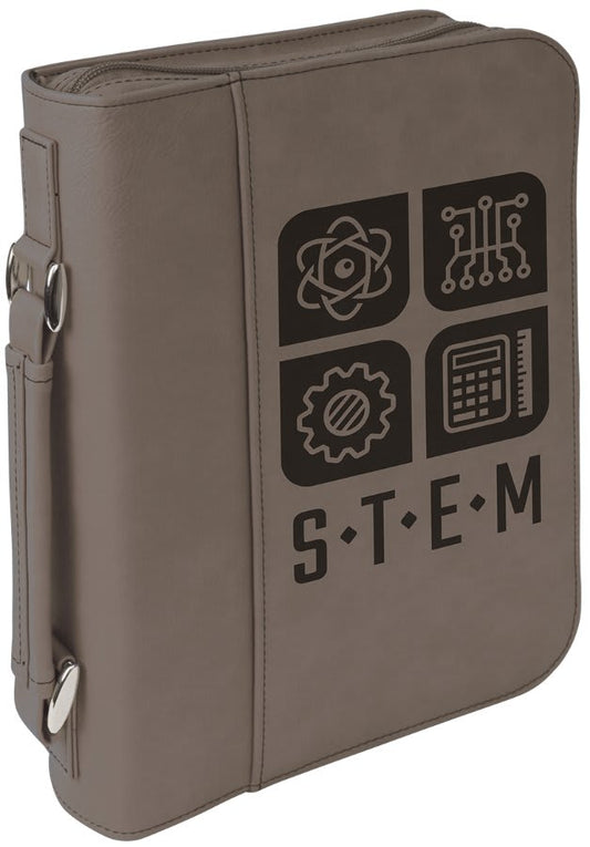 Gray Leatherette Book/Bible Cover with Handle & Zipper - 7 1/2" x 10 3/4"