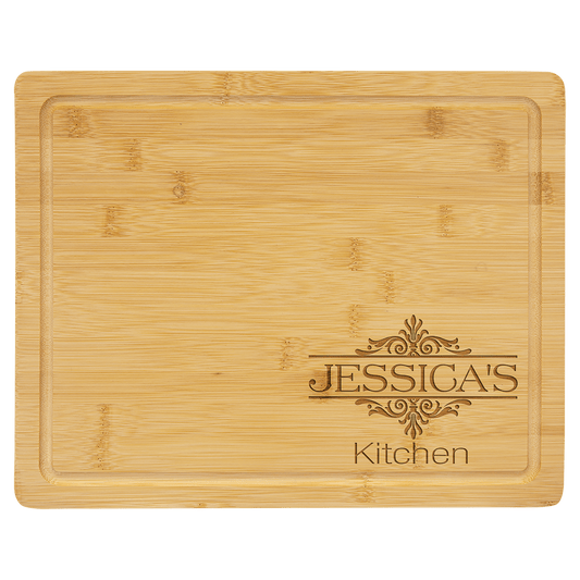 Bamboo Cutting Board with Drip Ring - 13 3/4" x 11"