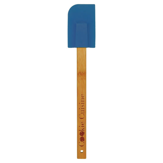 Blue Silicone Spatula with Bamboo Handle - 11 3/4"