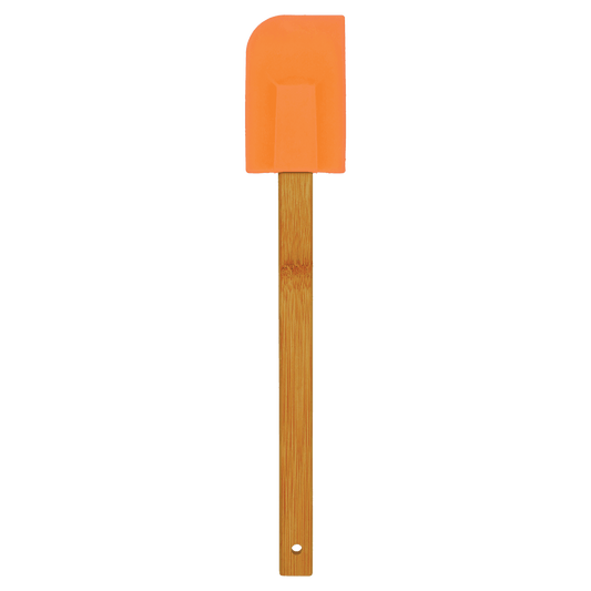 Orange Silicone Spatula with Bamboo Handle - 11 3/4"