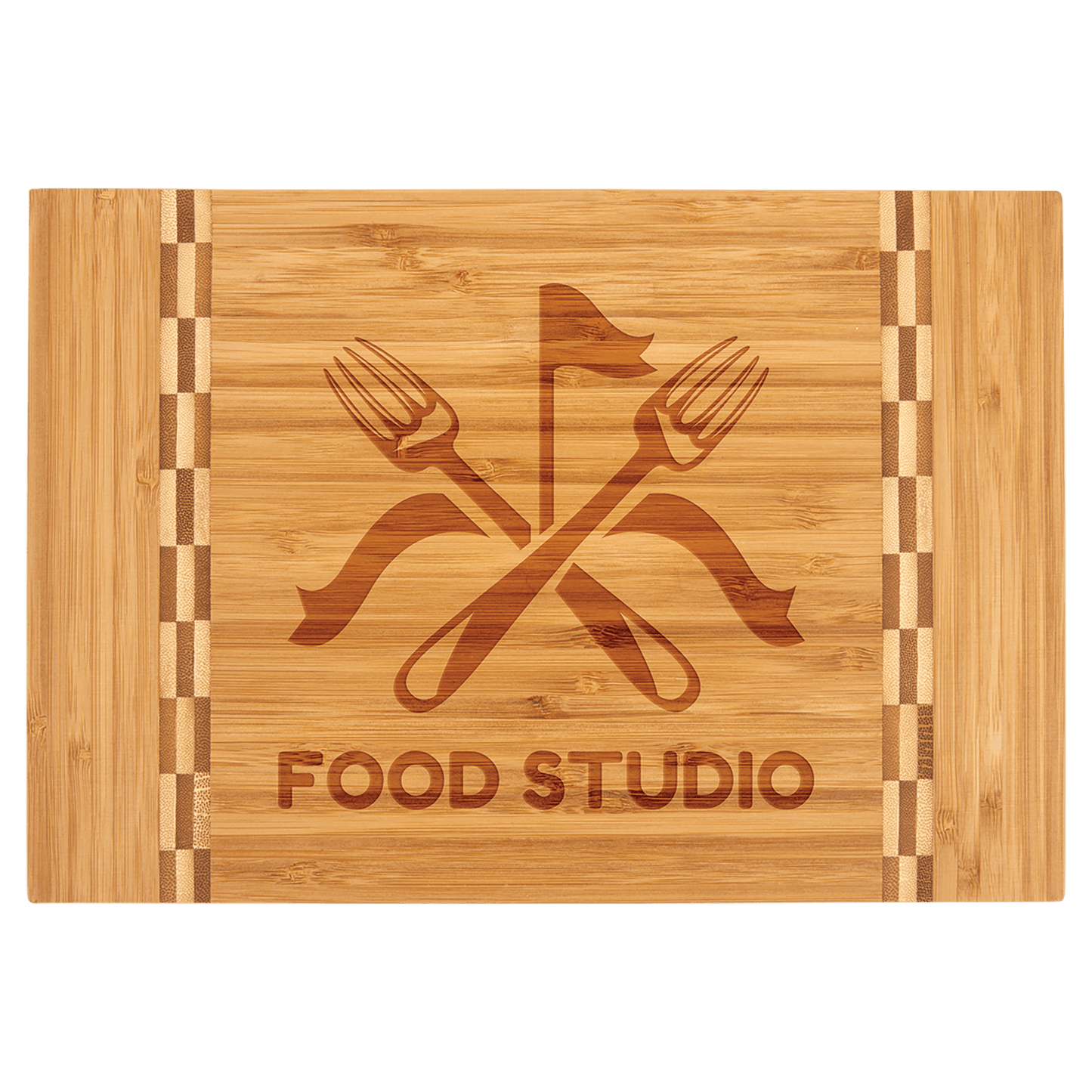 Bamboo Cutting Board with Butcher Block Inlay - 12" x 8 1/4"