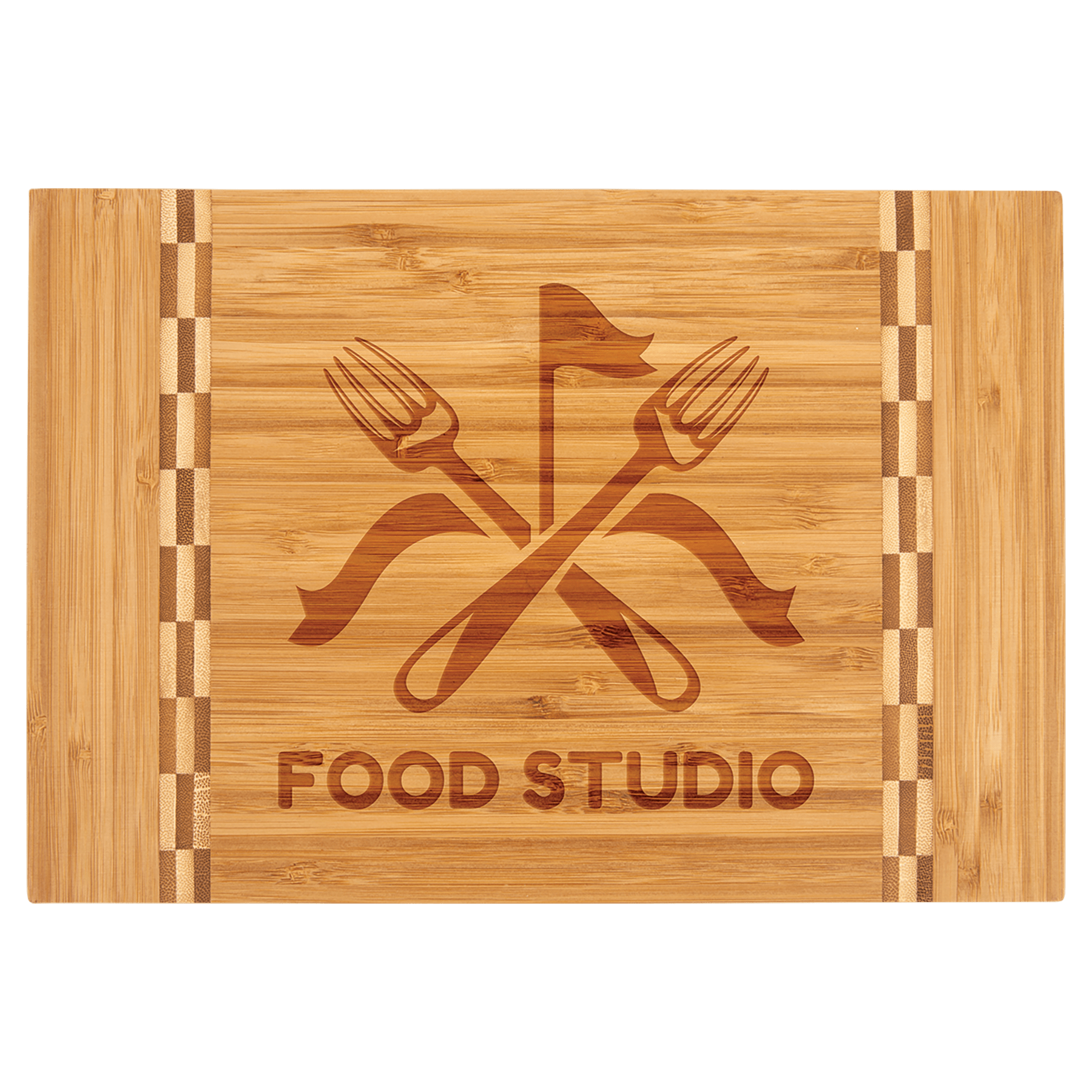 Bamboo Cutting Board with Butcher Block Inlay - 12" x 8 1/4"
