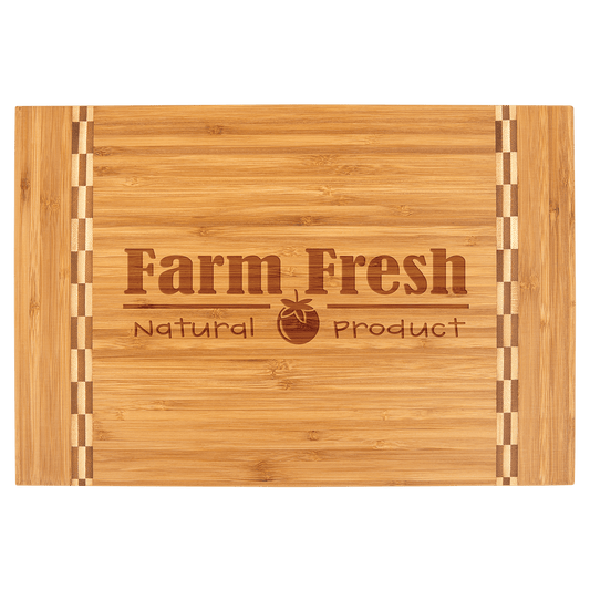 Bamboo Cutting Board with Butcher Block Inlay - 15" x 10 1/4"