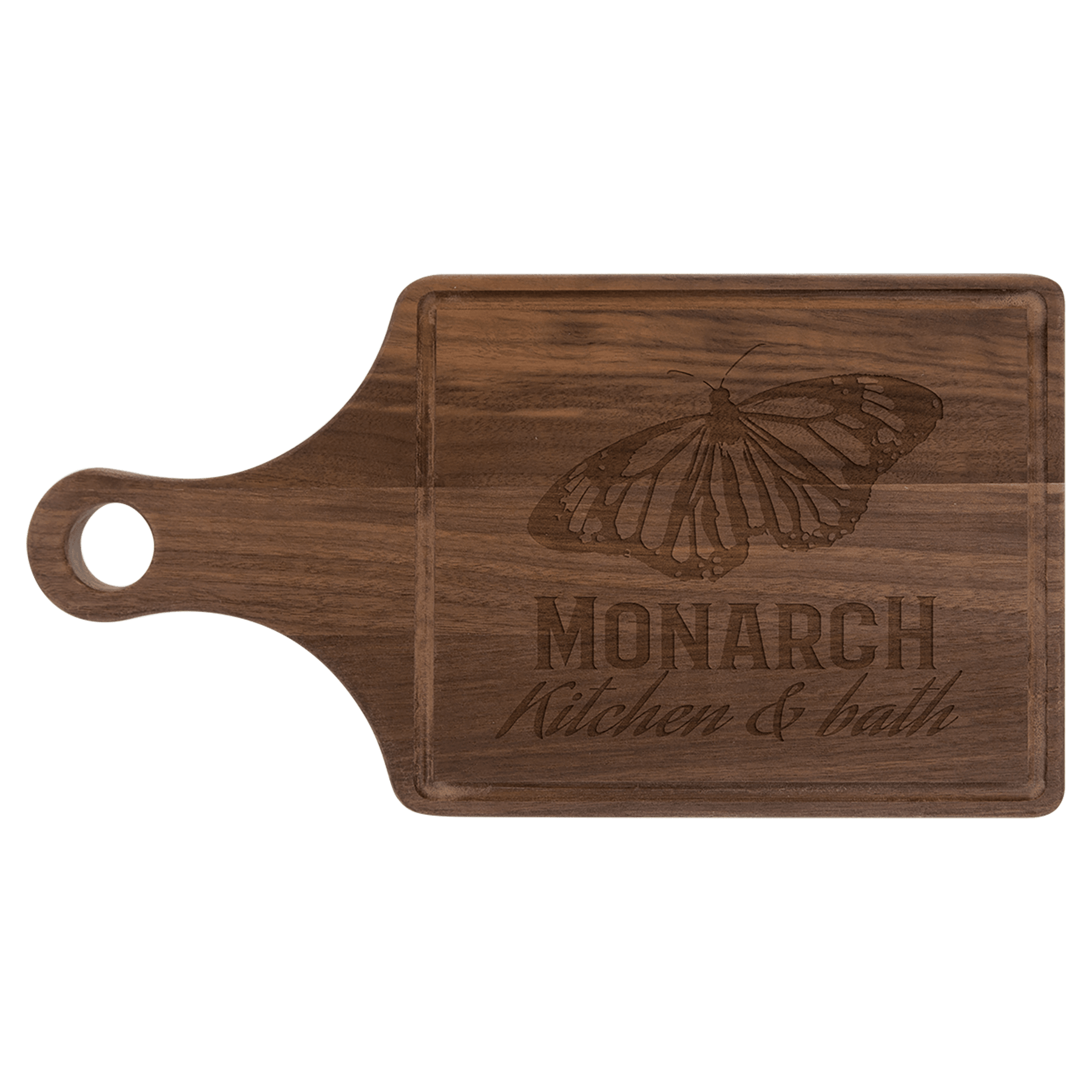 Walnut Cutting Board Paddle Shape with Drip Ring - 13 1/2" x 7"