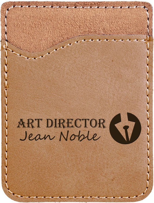 Light Brown Engravable Leatherette Phone Wallet
