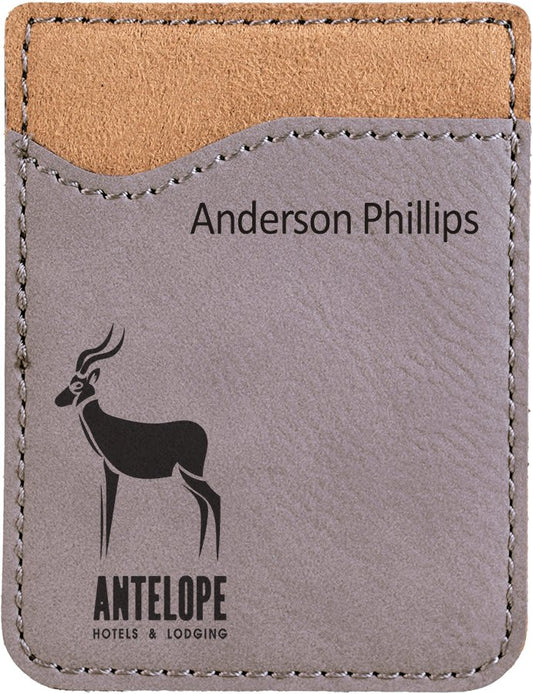 Gray Engravable Leatherette Phone Wallet