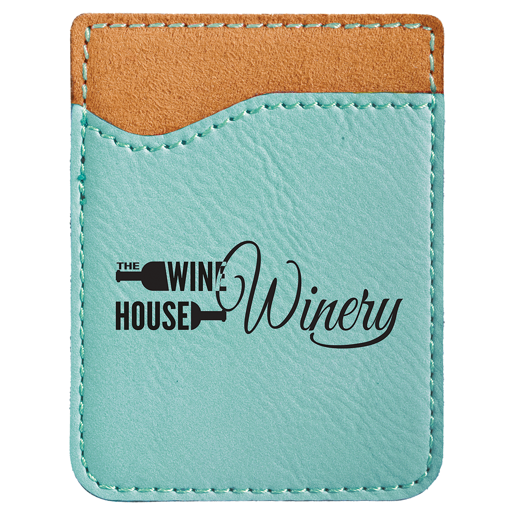 Teal Engravable Leatherette Phone Wallet