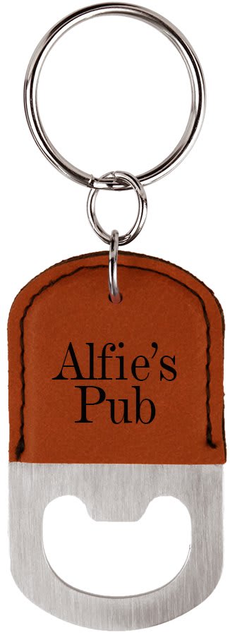 Oval Rawhide Engravable Leatherette Bottle Opener Keychain